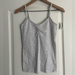 Aerie Light Grey Ruched Cami with Built-in Shelf Bra